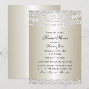Invitation Jolie dentelle et Pearl nuptiale de douche Invitat