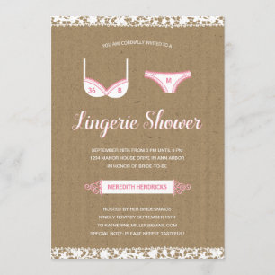 Invitation Jolie dentelle  Lingerie Fête de l'mariée Invitati