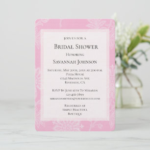 Invitation Jolie dentelle rose Fête des mariées florale