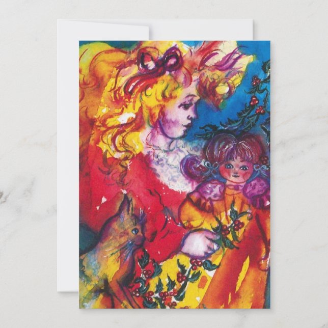 Invitation JOLIE DOLL, bleu rouge jaune (Devant)