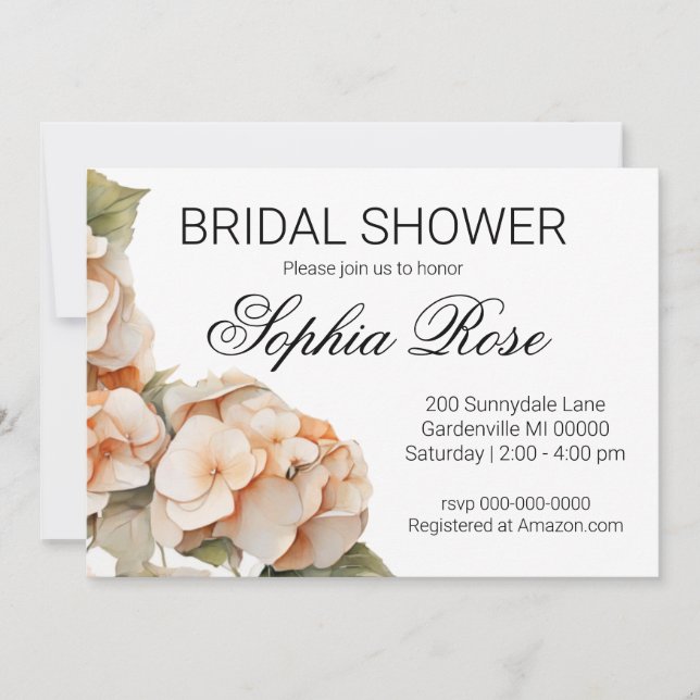 Invitation Jolie douche nuptiale orange blanche (Devant)