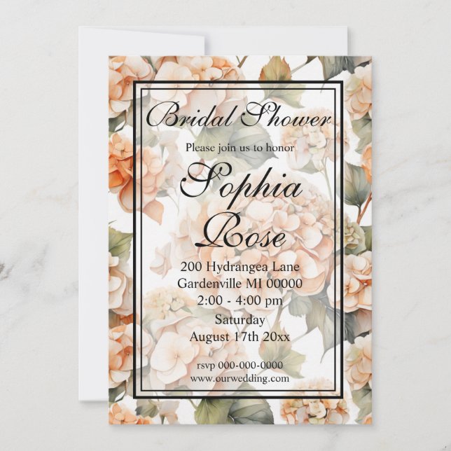 Invitation Jolie douche nuptiale orange blanche (Devant)
