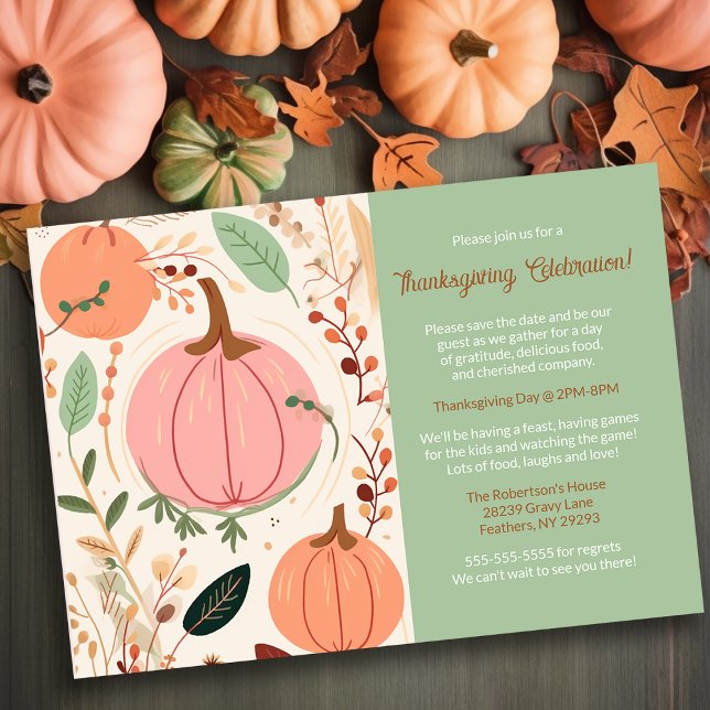 Invitation Jolie Earty Citrouille Foliage Thanksgiving Party ( beautiful pumpkin thanksgiving invitation photograph
)