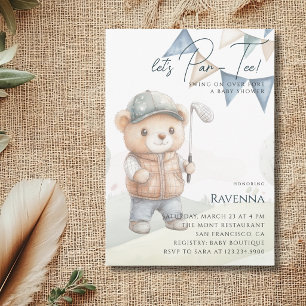 Invitation Jolie élégante Teddy Golf Let's Par-Tee Baby Showe