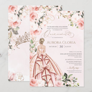 Invitation Jolie en rose Belle Rose Elégante Quinceanera
