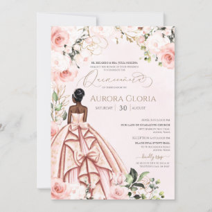 Invitation Jolie en rose Belle Rose Elégante Quinceanera