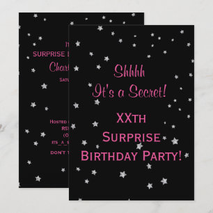 Invitation Jolie étoile d'argent Surprise Anniversaire