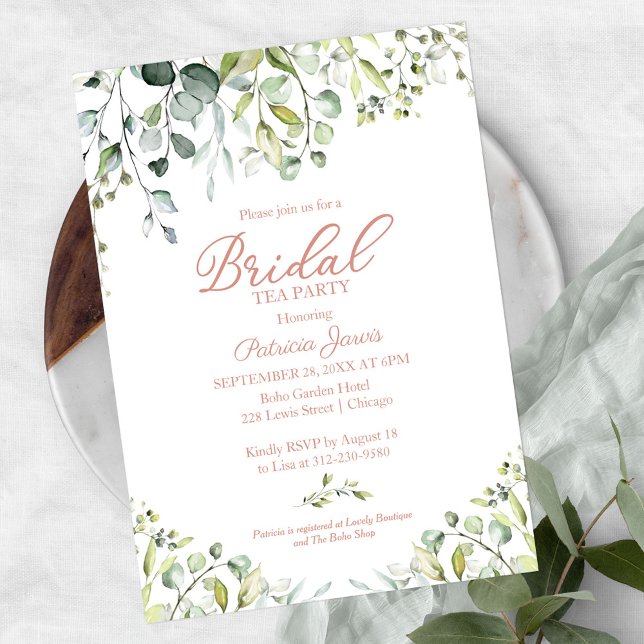 Invitation Jolie Eucalyptus Green Bridal Tea Party (Créateur téléchargé)
