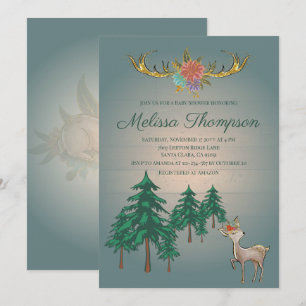 Invitation Jolie fée de la forêt Animaux Baby Shower 