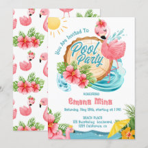 jolie fête au bord de la piscine avec des flamants