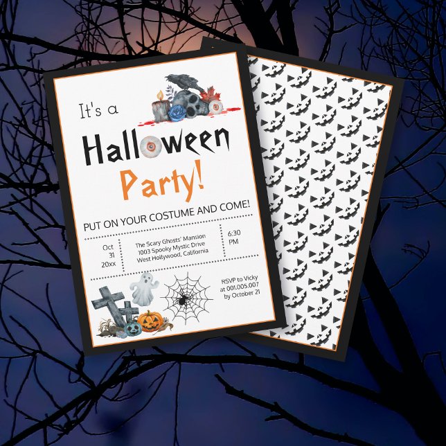 Invitation Jolie fête costumée d'éléments Halloween (Créateur téléchargé)
