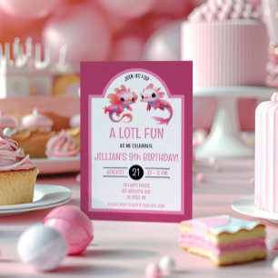 Invitation Jolie Fête d'Anniversaire Axolotl Rose