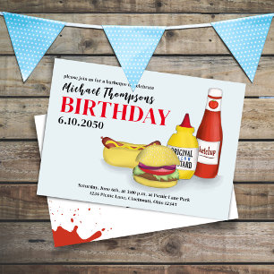 Invitation Jolie fête d'anniversaire BBQ d'été personnalisé