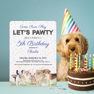Invitation Jolie Fête d'anniversaire de chien personnalisée b
