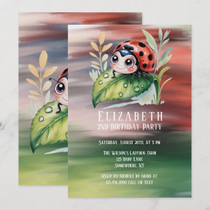 Invitation Jolie Fête d'Anniversaire de la Fille Coccinelle
