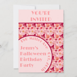 Invitation Jolie fête d'anniversaire de la fille rose d'Hallo