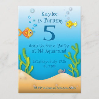 Invitation jolie fête d'anniversaire de poisson d'aquarium