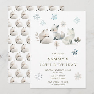 Invitation Jolie fête d'anniversaire du loup arctique hiverna