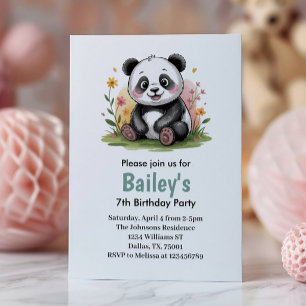 Invitation Jolie fête d'anniversaire florale pour enfants ave