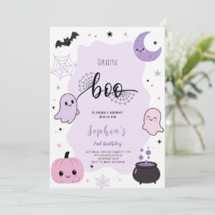 Invitation Jolie Fête d'anniversaire Halloween Violet Kawaii
