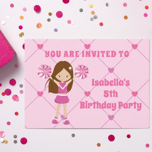 Invitation Jolie fête d'anniversaire personnalisée Pom-pom gi