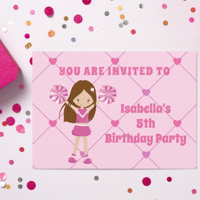 Invitation Jolie fête d'anniversaire personnalisée Pom-pom gi (Créateur téléchargé)