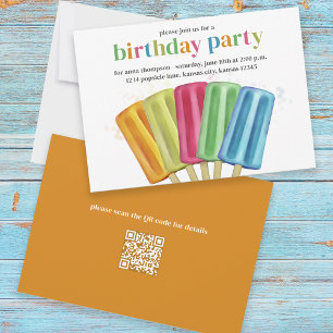 Invitation Jolie fête d'anniversaire Popsicles Personnalisé