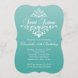 Invitation Jolie fête d'anniversaire turquoise moderne de