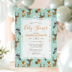 Invitation Jolie Fête de Bébé Animaux de la Forêt