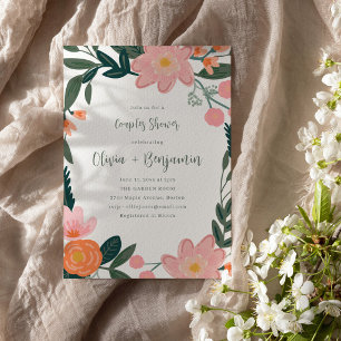 Invitation Jolie Fête de Fiançailles de Couple Floral Rose