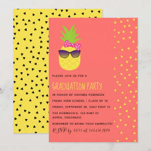 Invitation Jolie fête de fin d'études tropicale exotique sur