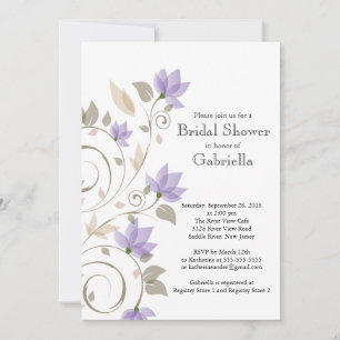 Invitation Jolie Fête de l'mariée de vigne florale violette m