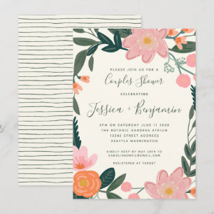 Invitation Jolie Fête de Mariage Florale de Jardin Rose pour