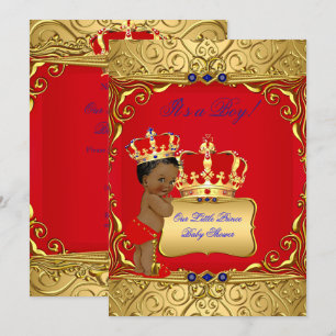 Invitation Jolie Fête de Naissance Bébé Garçon Ethnique Rouge