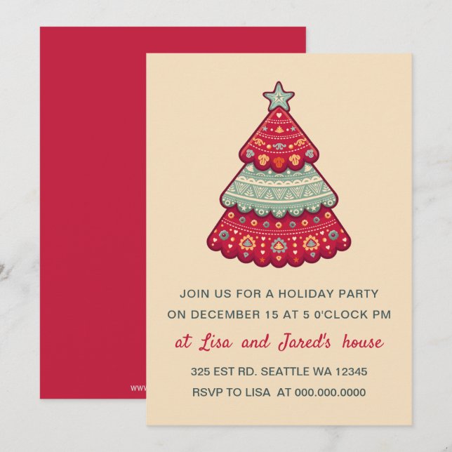 Invitation Jolie fête de Noël Motif (Devant / Derrière)