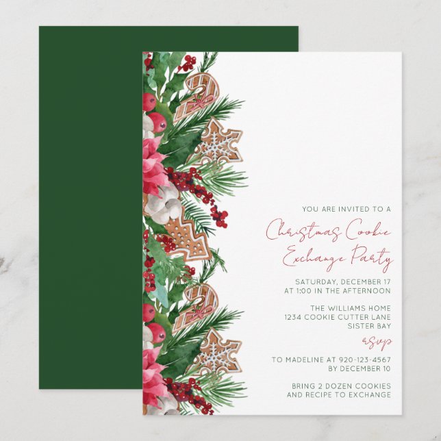 Invitation Jolie fête d'échange de biscuits au pain d'épices (Devant / Derrière)