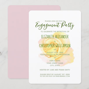 Invitation Jolie fête d'engagement Rose Jaune