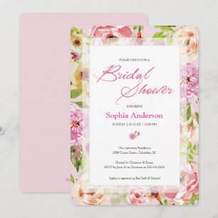 Invitation Jolie Fête des mariées d'aquarelle rose