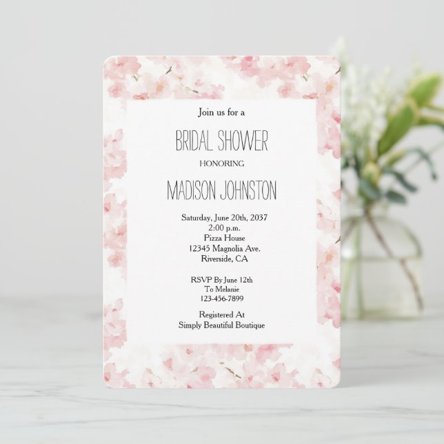 Invitation Jolie Fête des mariées de fleurs roses (Debout devant)