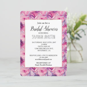 Invitation Jolie Fête des mariées de fleurs roses