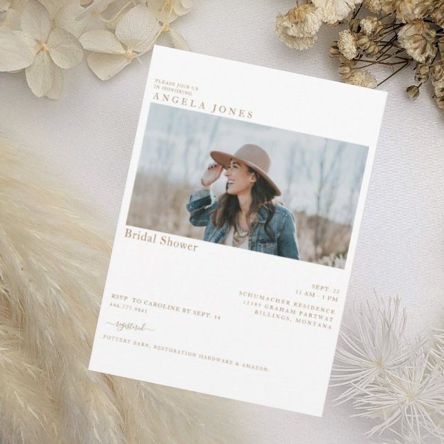 Invitation Jolie Fête des mariées de texte en or blanc (Créateur téléchargé)