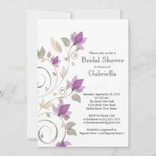 Invitation Jolie Fête des mariées de vigne florale violette m