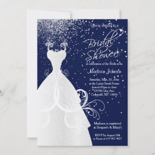 Invitation Jolie Fête des mariées en bleu marine