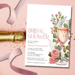 Invitation Jolie Fête des mariées en verre de Champagne Rose