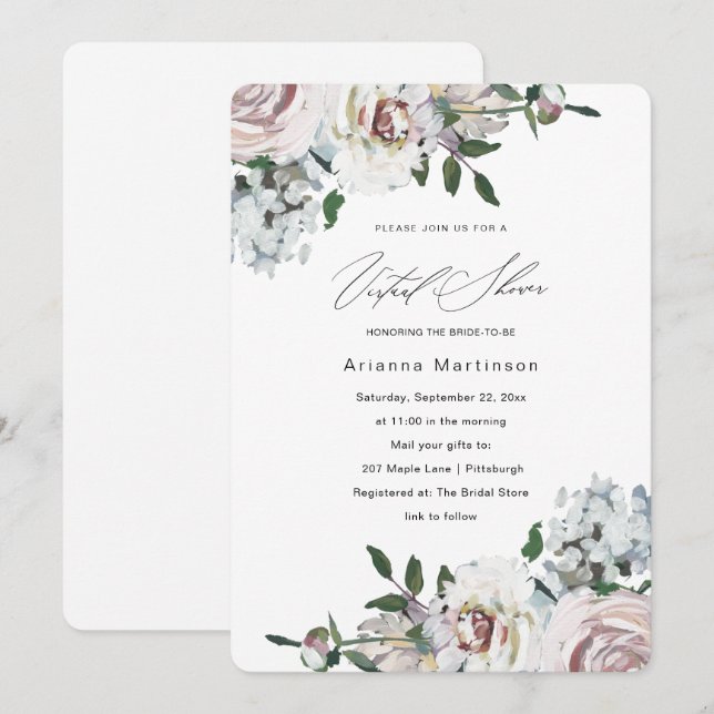 Invitation Jolie Fête des mariées Florale Pastel (Devant / Derrière)