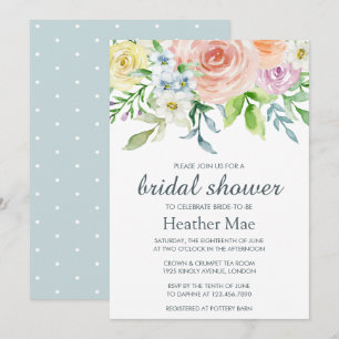 Invitation Jolie Fête des mariées florale Pastel Aquarelle