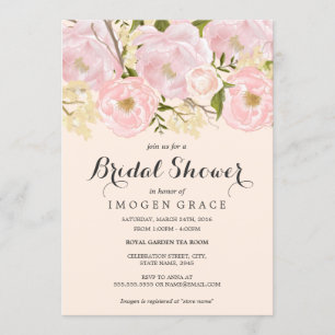 Invitation Jolie Fête des mariées florale rose