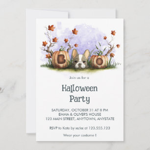Invitation Jolie fête d'Halloween Chien Chien Chien Chien Mur