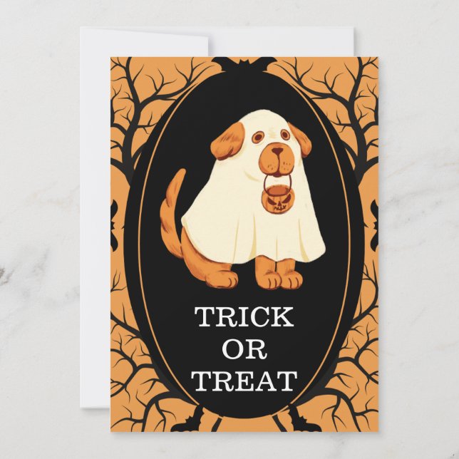 Invitation Jolie fête d'Halloween Enfants Noir Orange (Dos)