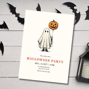 Invitation Jolie fête d'Halloween Fantôme Ballon Citrouille V
